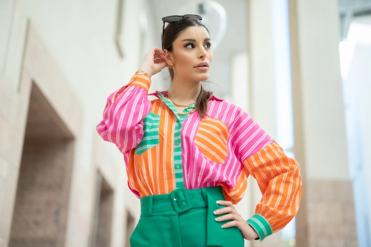 Y2K aesthetic outfit with bright colors and early-2000s inspired styling