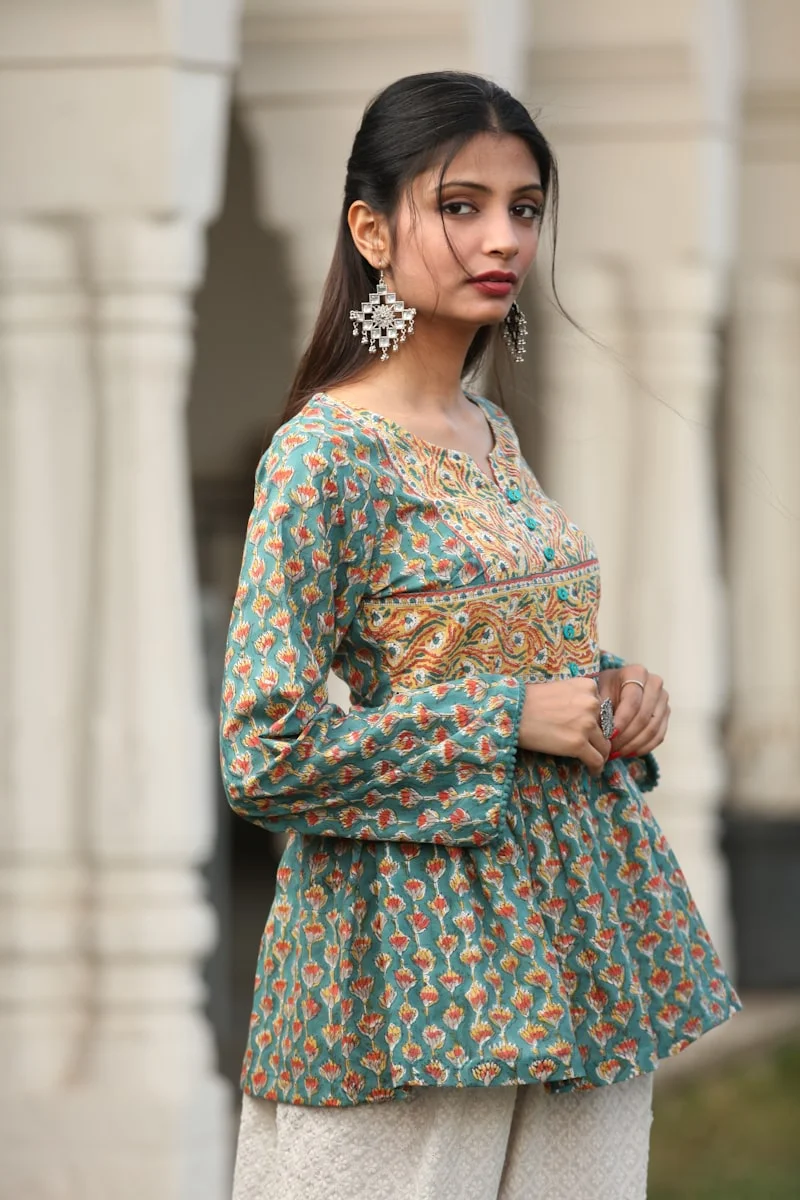 Peplum top styled for hourglass body shape