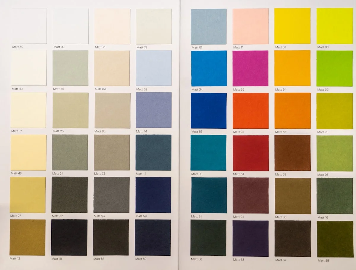 Seasonal color analysis palettes shown as fabric swatches