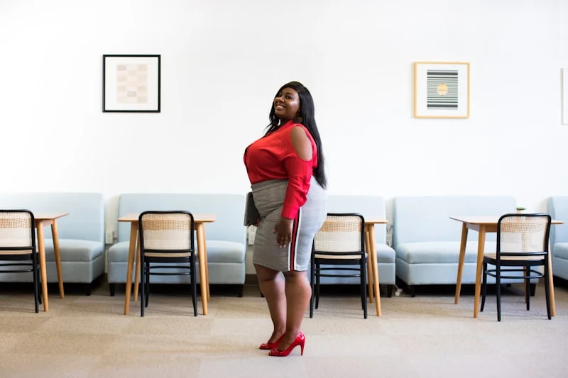 Pencil skirt styled for hourglass body shape