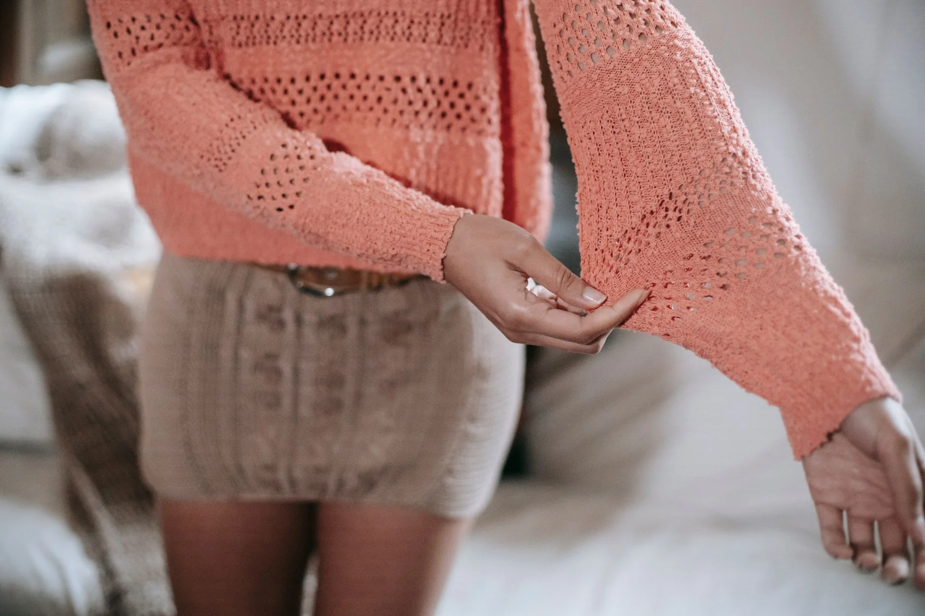 Knit sweater and midi skirt fall Thanksgiving look