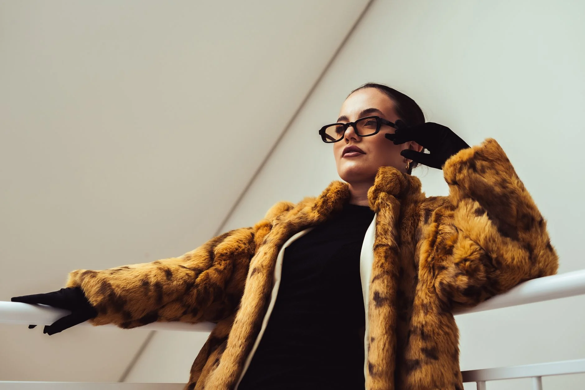 Faux fur coat winter fashion look
